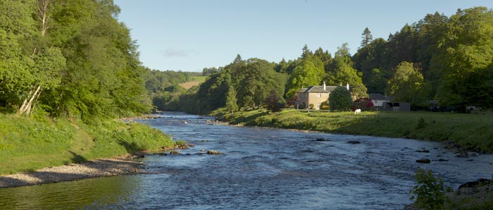 Woodend from downstream on the River Dee
