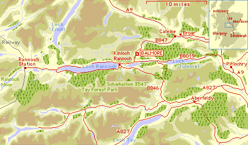 Map of Loch Rannoch and area